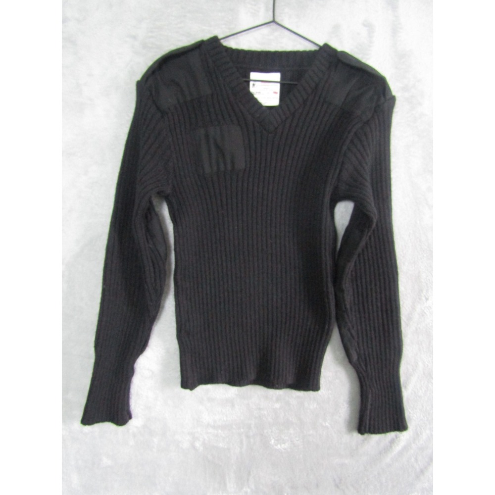 Brigade Quartermasters Wool V‎ Neck Sweater Black Size 38 Made in England